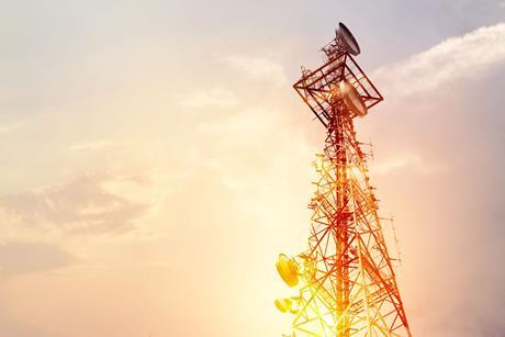 satellite communication tower telco sunset