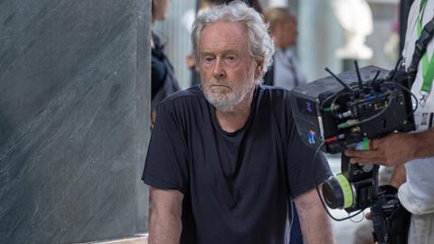 Director Ridley Scott on the set of Gladiator II