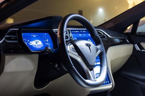 In car Tesla (Angelus_Svetlana  Shutterstock)