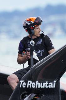 America's Cup - Team New Zealand skipper Peter Burling with Bolero beltpack and headset