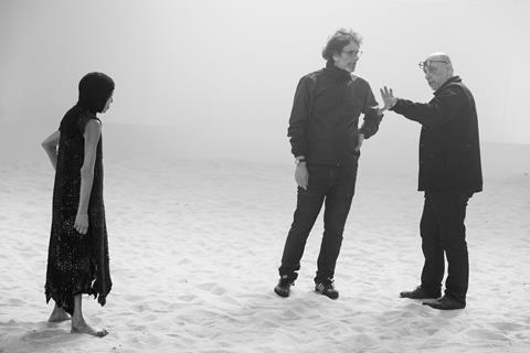 Macbeth Kathryn Hunter writerdirector Joel Coen and cinematographer Bruno Delbonnel right behind the scenes of The Tragedy of Macbeth