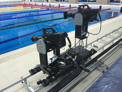 Going swimmingly: Egripment’s G-Track system set up poolside