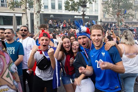 French football fans celebrate FIFA World Cup 2018 win