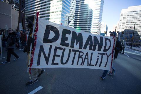 Net neutrality rally in Philadelphia, USA, in January 2018