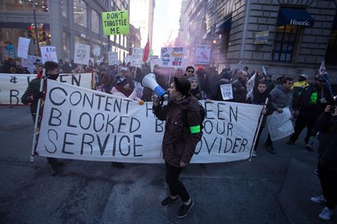 Net neutrality rally in Philadelphia, USA, January 2018