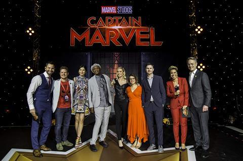 Boden and Fleck with Captain Marvel cast