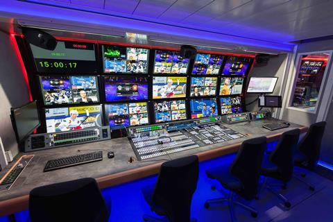 Main production gallery of tpc UHD1 HDR OB truck fitted out with Imagine Communications IP solutions