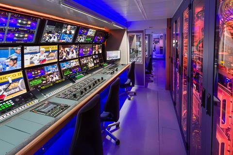 Main production gallery of tpc UHD1 HDR OB truck fitted out with Imagine Communications IP solutions (interior)