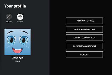 Oxagile 4. Account settings smart TV UI