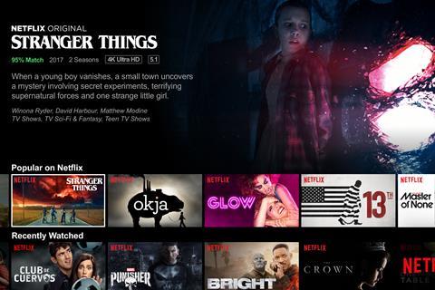 Netflix homepage