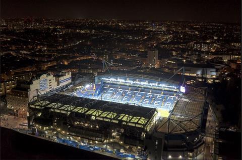 Batcam aerial shot of Chelsea's Stamford Bridge