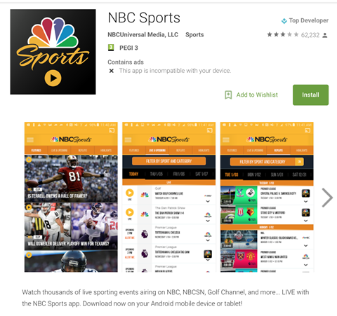 Nbc sports app