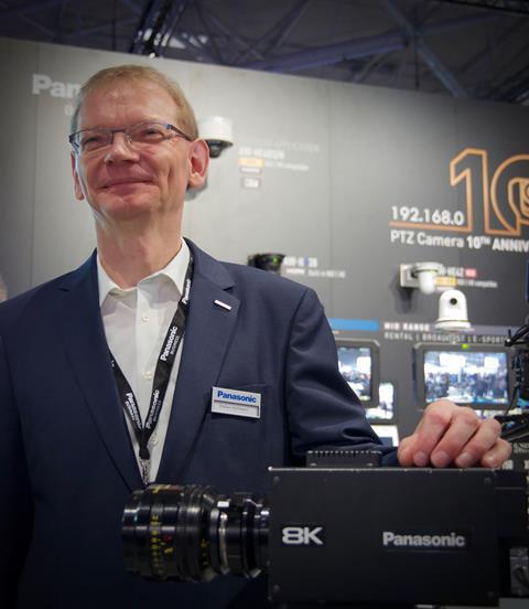 Panasonic’s Stefan Hoffman with the new 8K organic sensor camera