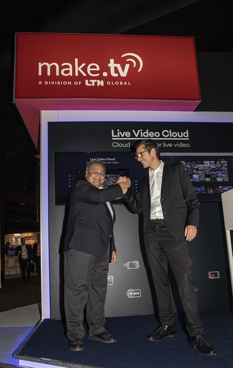 LTN’s Khan (left) and Make.TV’s Jacobi join forces at IBC
