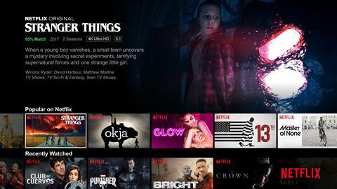 Netflix homepage