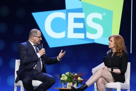 Qualcomm President and CEO Cristiano Amon Speaking with Fox Business Network Anchor Liz Claman at CES Qualcomm Keynote Conversation (5)