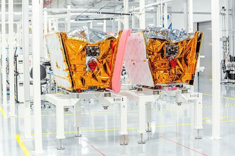 OneWeb satellites at its factory